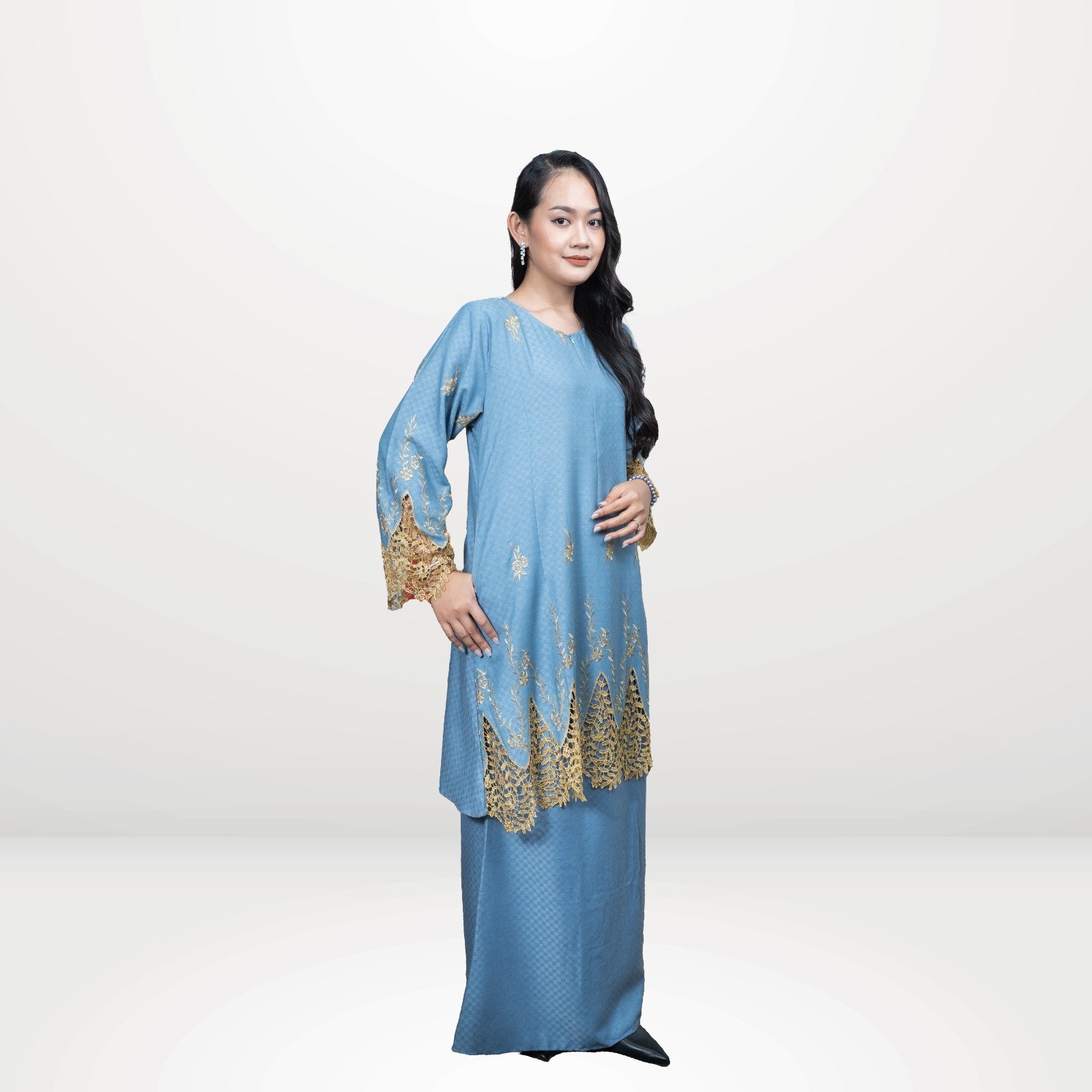 Delisha Modern Kurung - Cornflower Blue