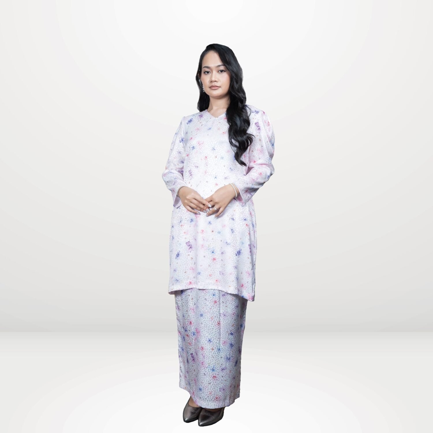 Amelia Modern Kurung - Lilac Bloom