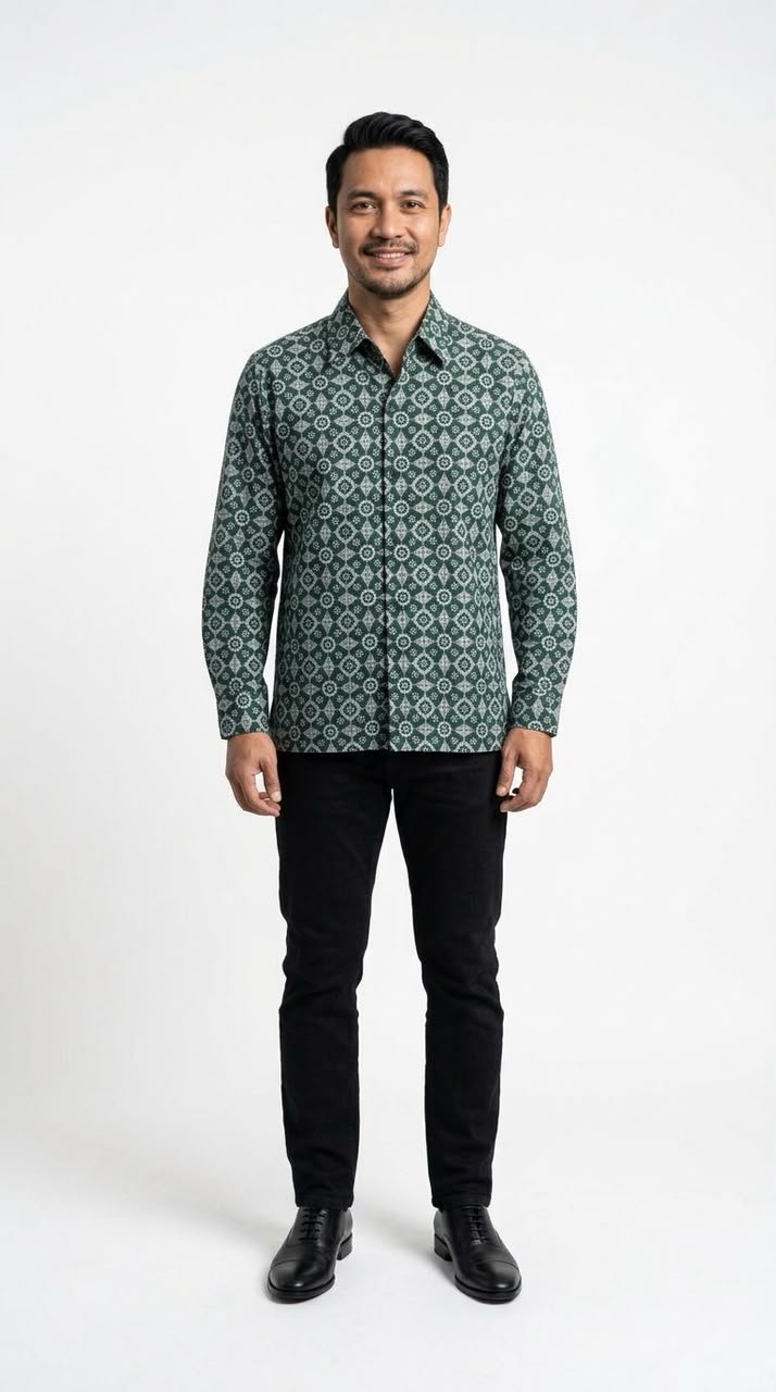 Yazid Modern Batik in Forest Green