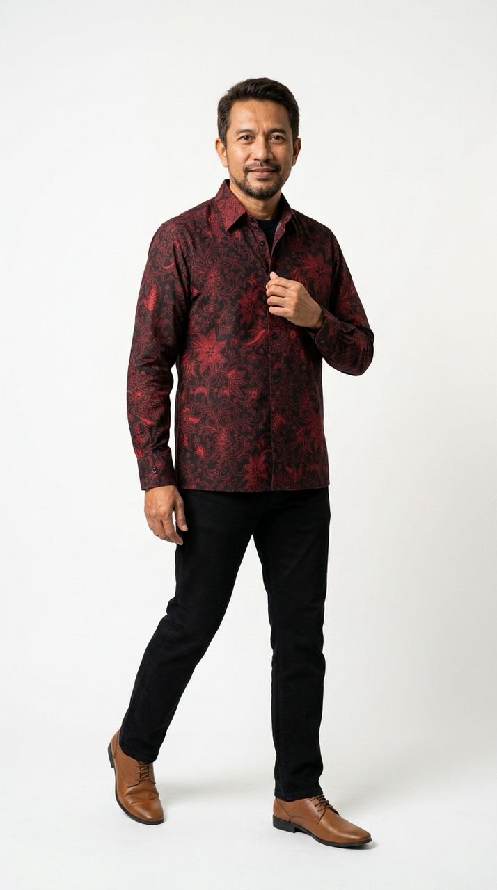 Yusof Modern Batik in Black Red