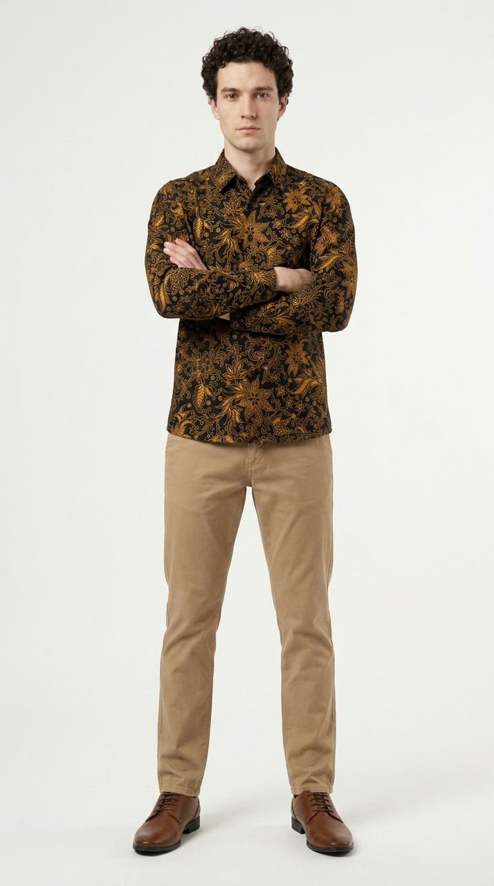 Yusof Modern Batik in Black Orange