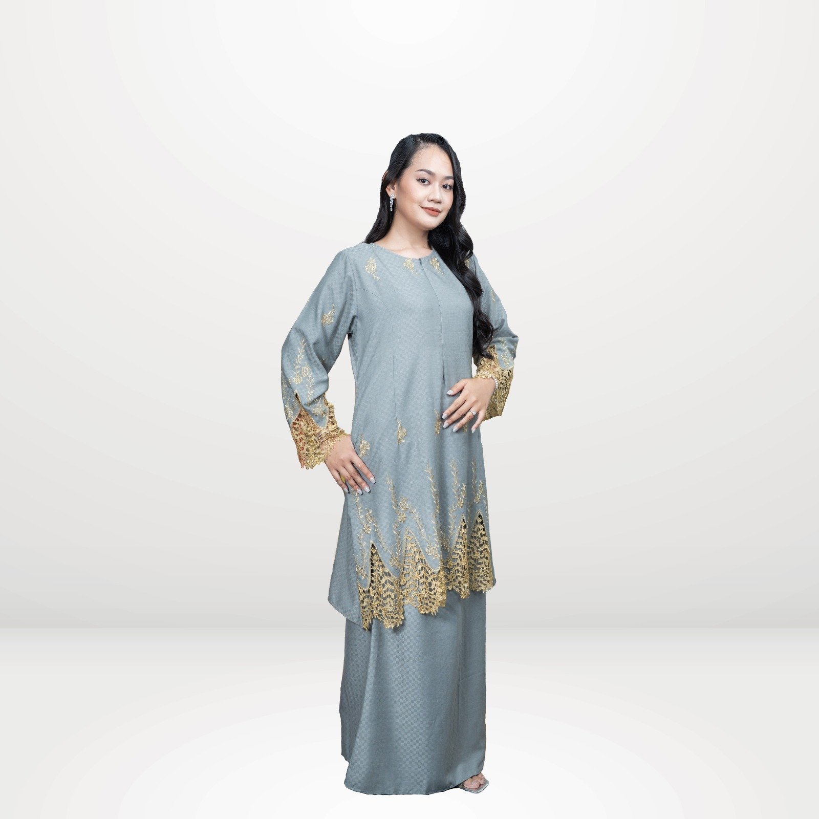 Delisha Modern Kurung - Heavenly Grey
