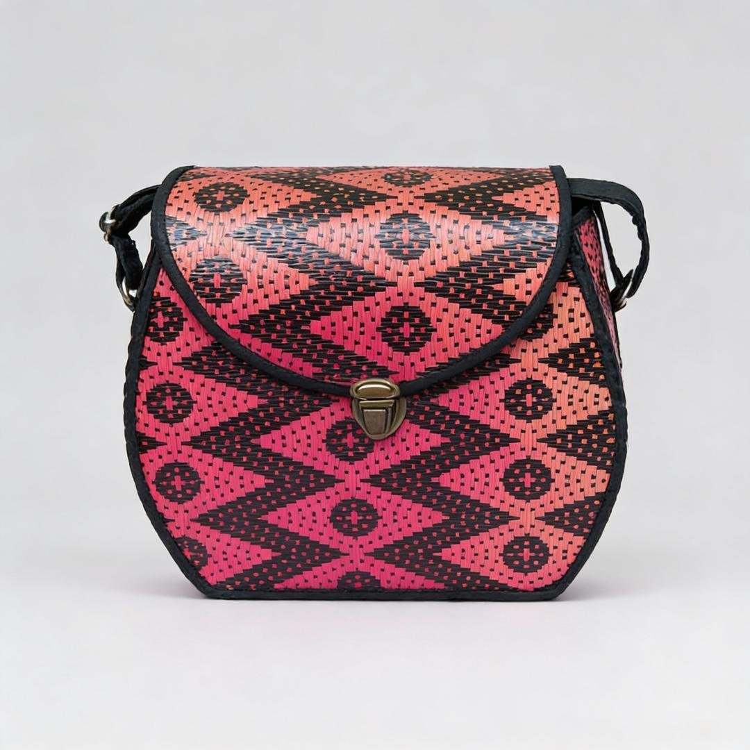 Pink Rattan Sling Bag