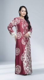 Warda Batik Caftan Dress in Rouge Pink