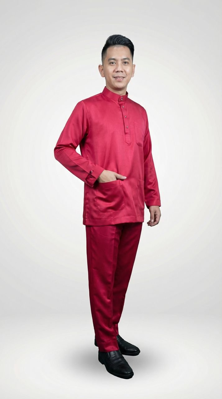 Yusha Baju Melayu in Mulberry Pink