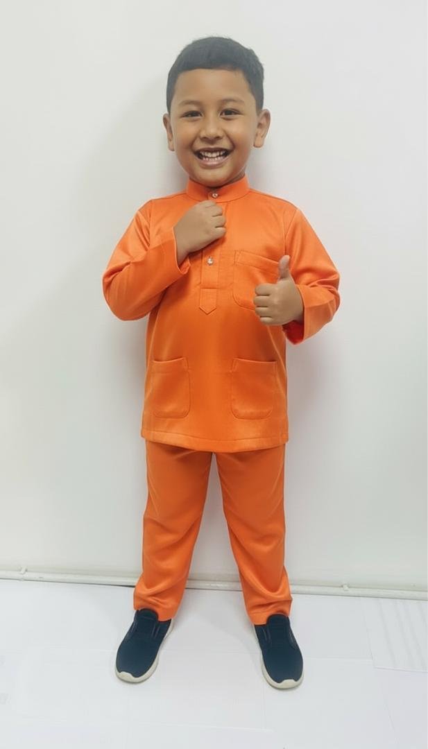 Enab Baju Melayu in Safety Orange