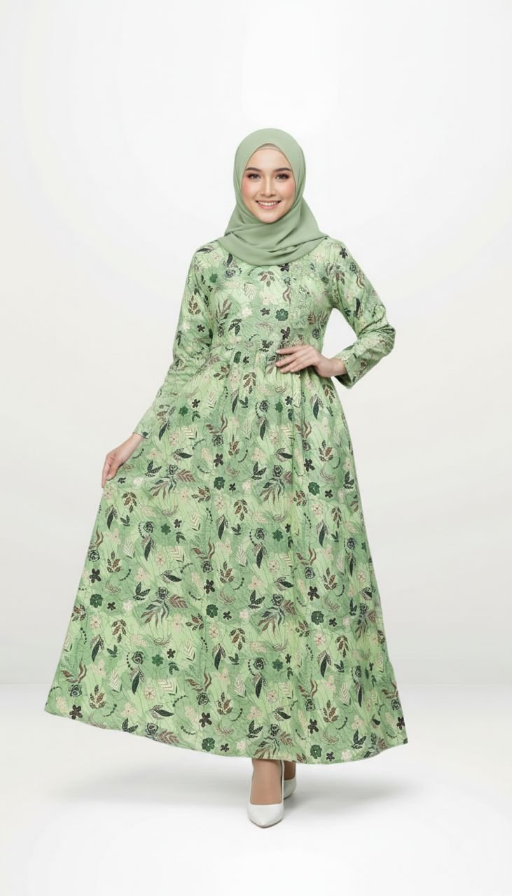 Zoya Modern Batik Dress in Mint Green