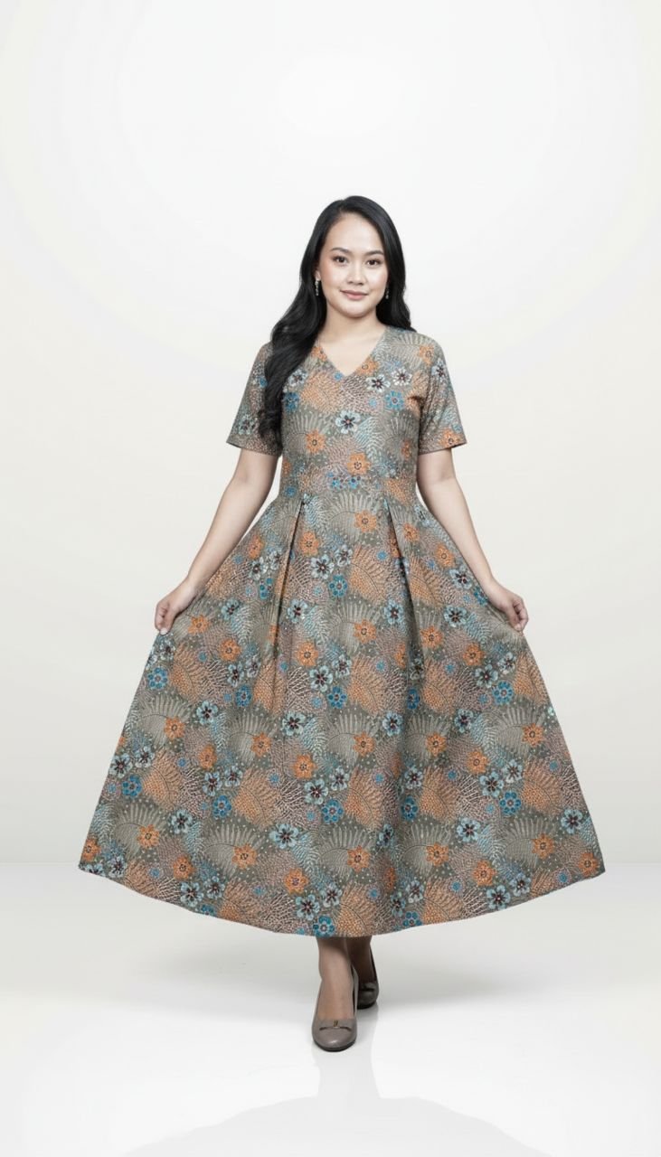 Eshal Modern Batik Dress in Glacier Gray
