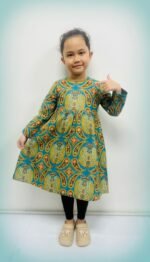Uzma Kids Batik Dress in Dark Cyan
