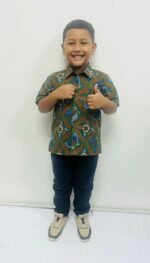 Rehan Kids Batik Shirt in Teal Blue