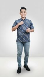 Ayaz Modern Batik Shirt in Lake Blue