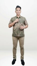 Nawaf Modern Batik Shirt in Sage Green
