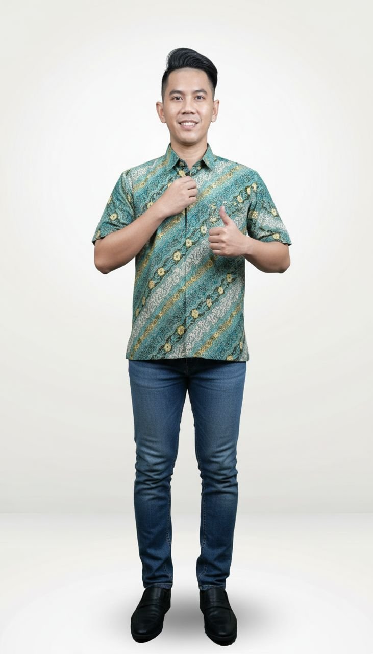 Rafi Modern Batik Shirt in Tropical Teal