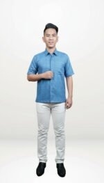 Qadri Modern Batik Shirt in Ice Blue