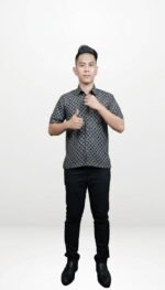 Ezzan Modern Batik Shirt in Jet Black
