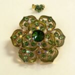 Green Flower Chin & Shoulder Brooch