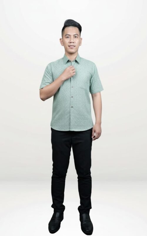 Fazwar Modern Batik Shirt in Powder Blue