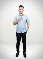 Majdi Modern Batik Shirt in Misty Blue