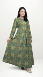 Zunaira Batik Dress in Dark Cyan