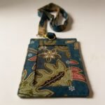 Batik Lanyard Cardholder in Teal Blue