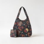 Batik Foldable Tote Bag in Navy Blue