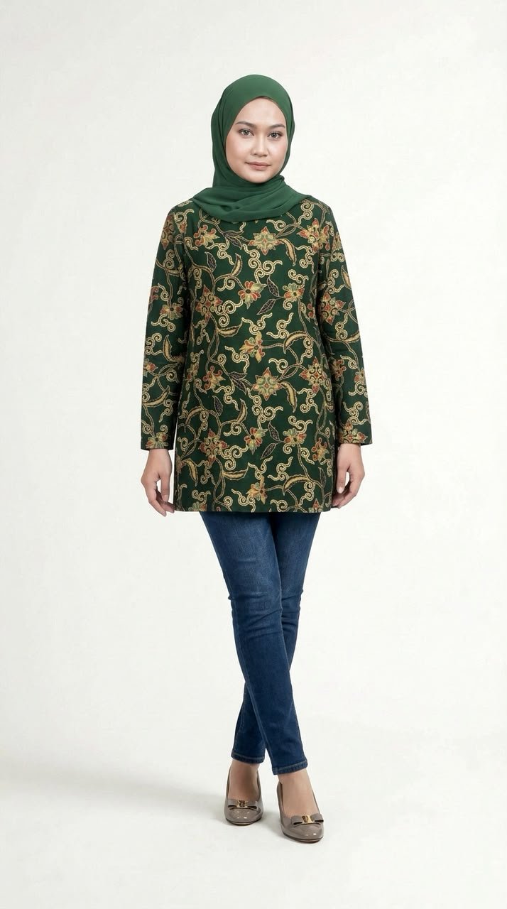 Karima Batik Blouse in Viridian Green (Limited Edition)