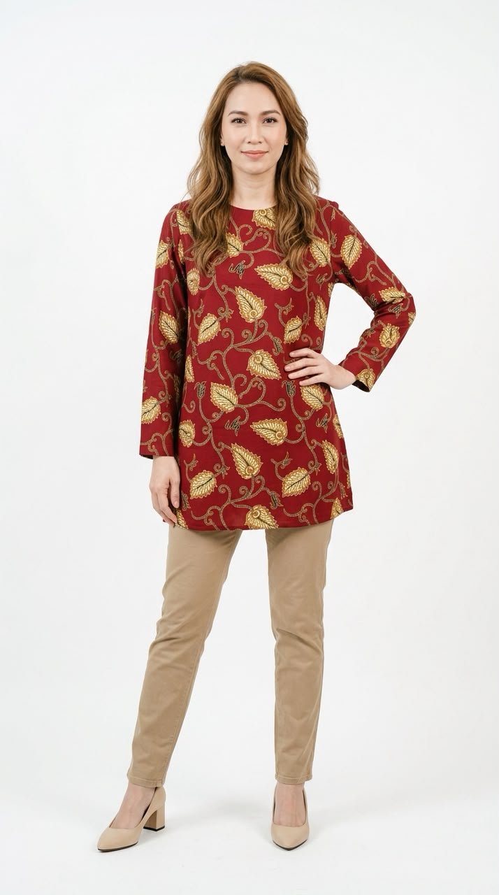 Sakina Batik Blouse in Deep Red (Limited Edition)