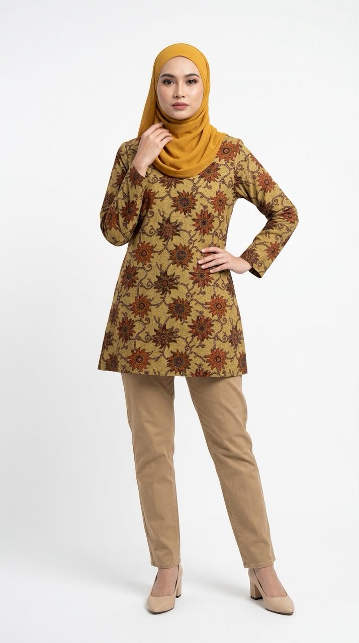 Latifa Batik Blouse in Biscotti Yellow (Limited Edition)