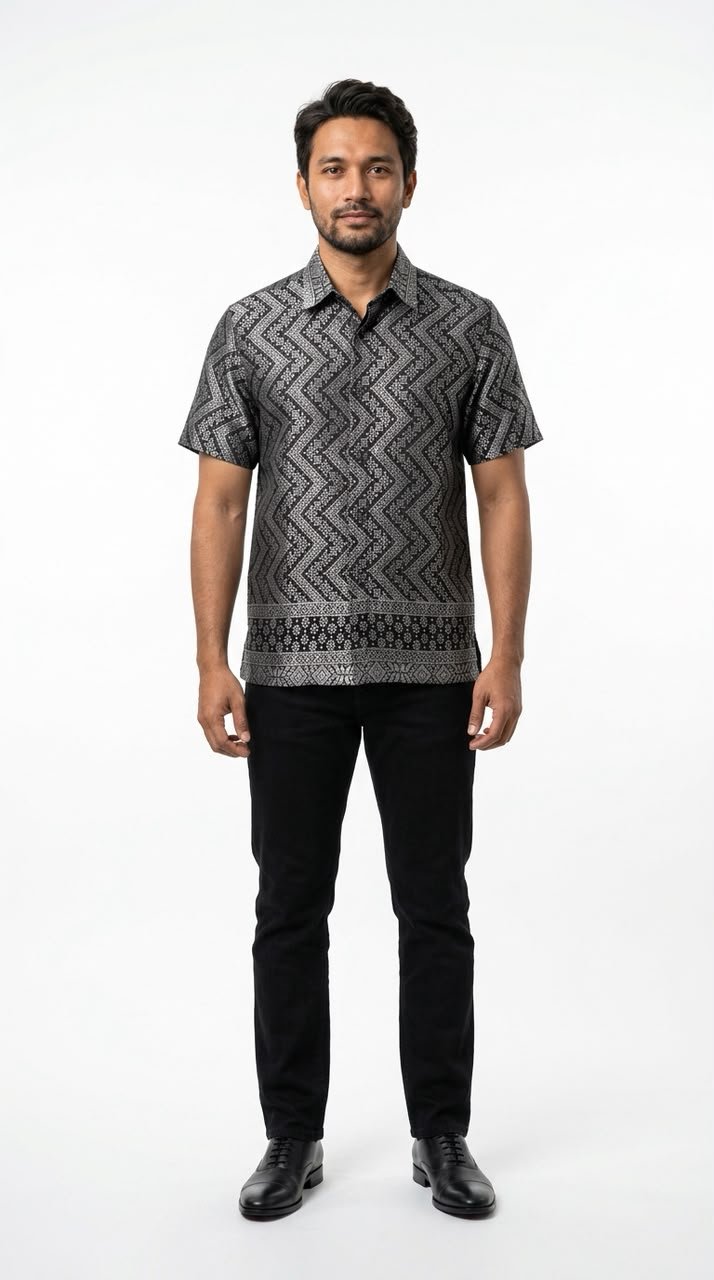 Burhan Modern Songket Shirt in Black Bronze (Limited Edition)