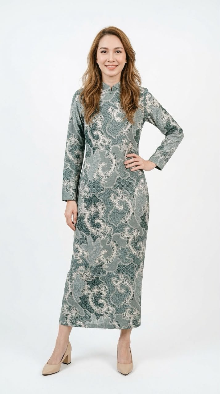 Hishma Batik Caftan Dress in Castleton Green (Limited Edition)