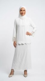 Basma Modern Kurung in Off White (Limited Edition)
