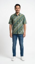 Rafi Modern Batik Shirt in Tropical Teal